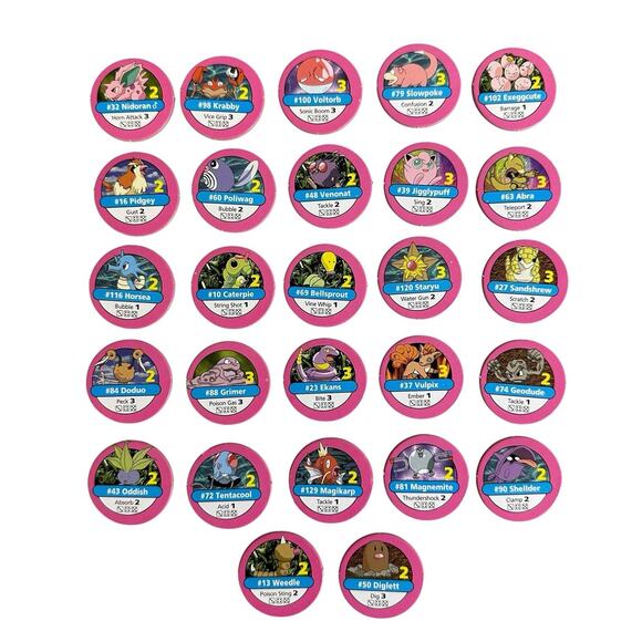 1999 Pokemon Master Trainer Board Game 27 PINK CHIPS Pieces Parts Only - Picture 1 of 5
